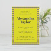 Trendy Retro Yellow Pset Pattern Afstuderen Kaart (Staand voorkant)