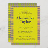 Trendy Retro Yellow Pset Pattern Afstuderen Kaart (Voorkant / Achterkant)