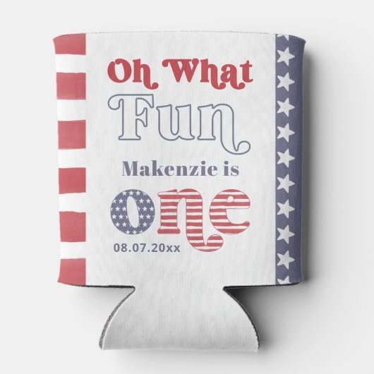 Trendy Retro Zomer 1e verjaardag Favor Blikjeskoeler (Achterkant)