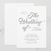 Trendy Ribbon Elegant Script Wedding Invitation Kaart (Voorkant / Achterkant)