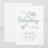 Trendy Ribbon Elegant Script Wedding Invitation Kaart (Voorkant / Achterkant)