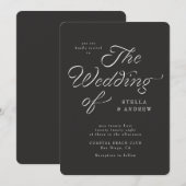 Trendy Ribbon Elegant Script Wedding Invitation Kaart (Voorkant / Achterkant)