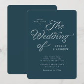 Trendy Ribbon Elegant Script Wedding Invitation Kaart (Voorkant / Achterkant)