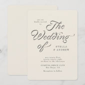 Trendy Ribbon Elegant Script Wedding Invitation Kaart (Voorkant / Achterkant)