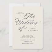Trendy Ribbon Elegant Script Wedding Invitation Kaart (Voorkant)