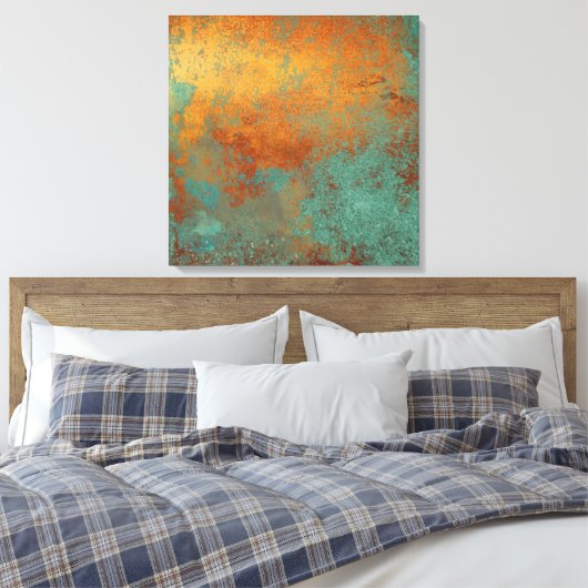 Trendy Rich Copper Patina Metallic Canvas Afdruk (Insitu (Slaapkamer))