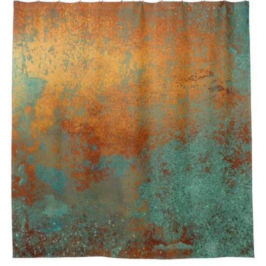 Trendy Rich Copper Patina Metallic Douchegordijn (Voorkant)