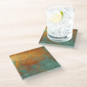 Trendy Rich Copper Patina Metallic Glazen Onderzetter (Schuin)