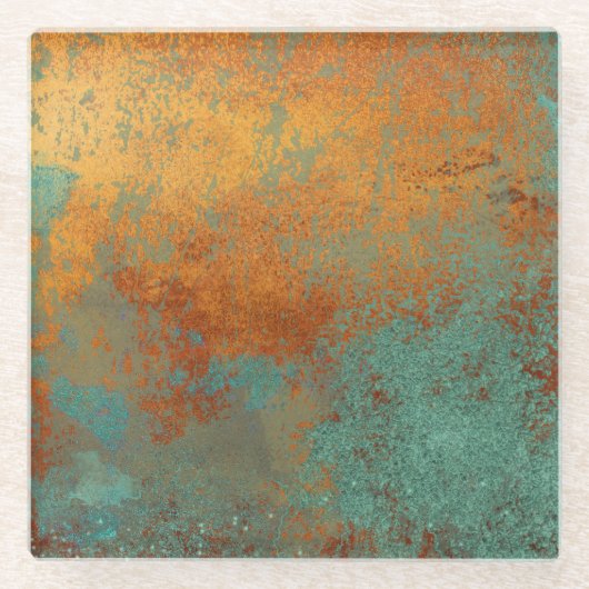 Trendy Rich Copper Patina Metallic Glazen Onderzetter (Voorkant)