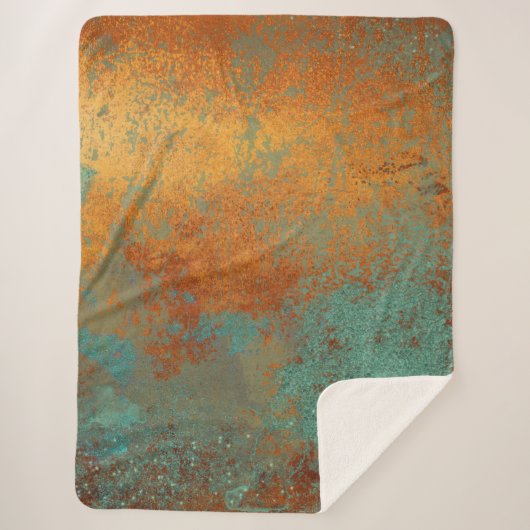 Trendy Rich Copper Patina Metallic Sherpa Deken (Voorkant)