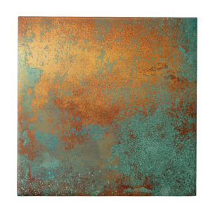Trendy Rich Copper Patina Metallic Tegeltje