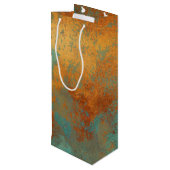 Trendy Rich Copper Patina Metallic Wijn Cadeautas (Achterkant Gekanteld)