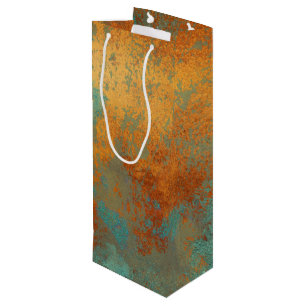 Trendy Rich Copper Patina Metallic Wijn Cadeautas