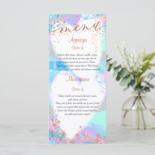 Trendy rijke en kleurrijke Menu Kaart (Staand voorkant)