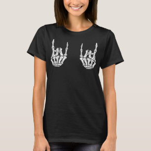 Trendy Rocker Skeleton Hand Rock on Funny alowee T-shirt