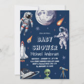 Trendy Rocket Ship Space Galaxy Alien Baby shower Kaart (Voorkant)
