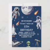 Trendy Rocket Ship Space Planet Galaxy Verjaardag Kaart (Voorkant)