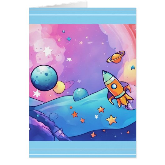 Trendy Rocket Ship Wenskaart (Voorkant)