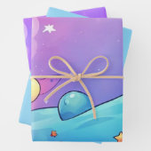 Trendy Rocketship Wrapping Paper Flat Sheet van 3 (In situ)