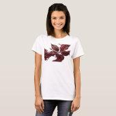 Trendy Rode Abstracte Bladeren Creatieve Print T-shirt (Voorkant volledig)