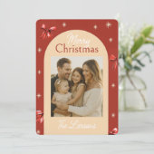 Trendy Rode Boog Kerstkaart (Staand voorkant)