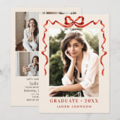 Trendy Rode Boog Lint 5 FOTO Afsluitingsfeestje Kaart (Voorkant / Achterkant)