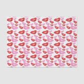 Trendy rode en roze lippenstift afdrukken tissuepapier (Voorkant)