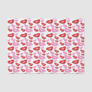 Trendy rode en roze lippenstift afdrukken tissuepapier