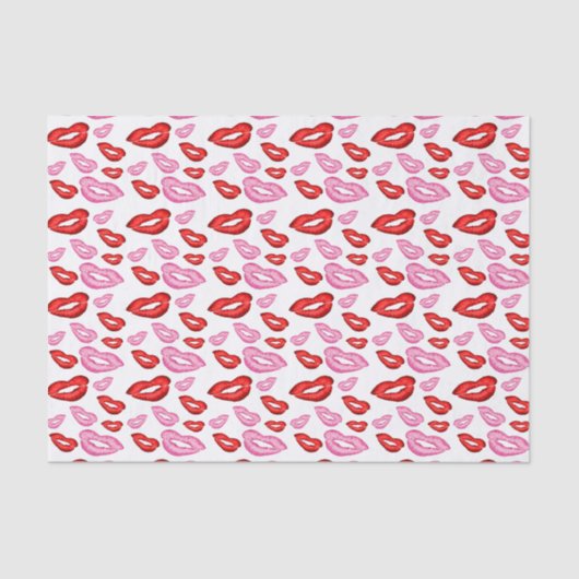 Trendy rode en roze lippenstift prints tissuepapier (Voorkant)
