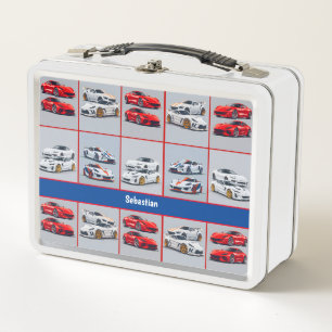 Trendy rode en witte sportieve sportauto-enthousia