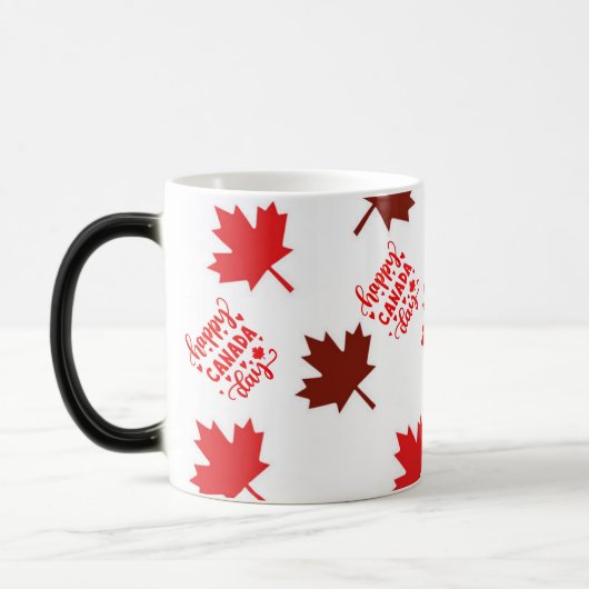 Trendy rode esdoorn laat Happy Canada Day Magische Mok (Links)