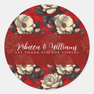 Trendy Rode Gardenia's Tuin Moderne Trouw Ronde Sticker