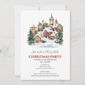 Trendy rode groene kerstscene feestelijk  kaart (Voorkant)