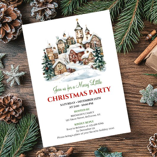 Trendy rode groene kerstscene feestelijk  kaart