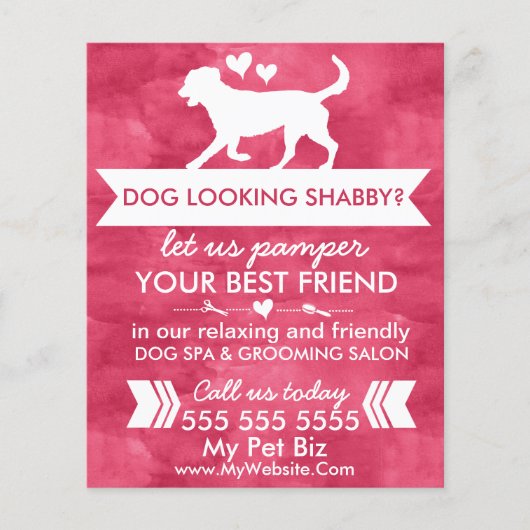 Trendy Rode Hond Verzorgingsfolder - Aanpasbaar Flyer (Voorkant)