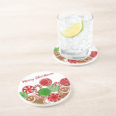 Trendy rode kerst gingerbreads zandsteen onderzetter (Zijkant)