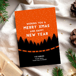 Trendy Rode Kerst met bomen Kaart