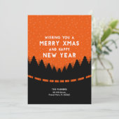 Trendy Rode Kerst met bomen Kaart (Staand voorkant)