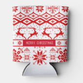 Trendy rode kerst rendieren blikjeskoeler (Voorkant)