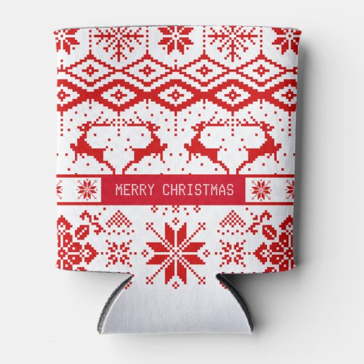 Trendy rode kerst rendieren blikjeskoeler (Voorkant)