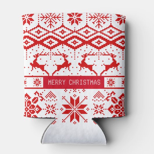 Trendy rode kerst rendieren blikjeskoeler (Achterkant)