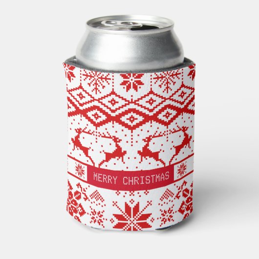 Trendy rode kerst rendieren blikjeskoeler (Blikje Achterkant)