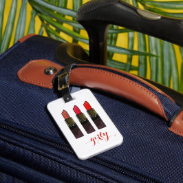 Trendy rode lippenstift trio meisje Bagagelabel