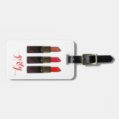 Trendy rode lippenstift trio meisje Bagagelabel (Voorkant horizontaal)