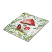 Trendy rode paddenstoel met vlinder tegeltje (Zijkant)