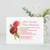 Trendy rode rozen huwelijksuitnodiging kaart (Staand voorkant)