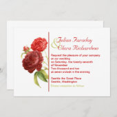 Trendy rode rozen huwelijksuitnodiging kaart (Voorkant / Achterkant)