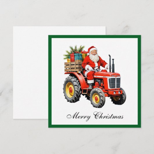 Trendy Rode Tractor Grappige Kerstmis Niet-Foto Feestdagenkaart (Voorkant / Achterkant)