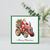 Trendy Rode Tractor Grappige Kerstmis Niet-Foto Feestdagenkaart (Staand voorkant)