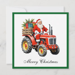 Trendy Rode Tractor Grappige Kerstmis Niet-Foto Feestdagenkaart